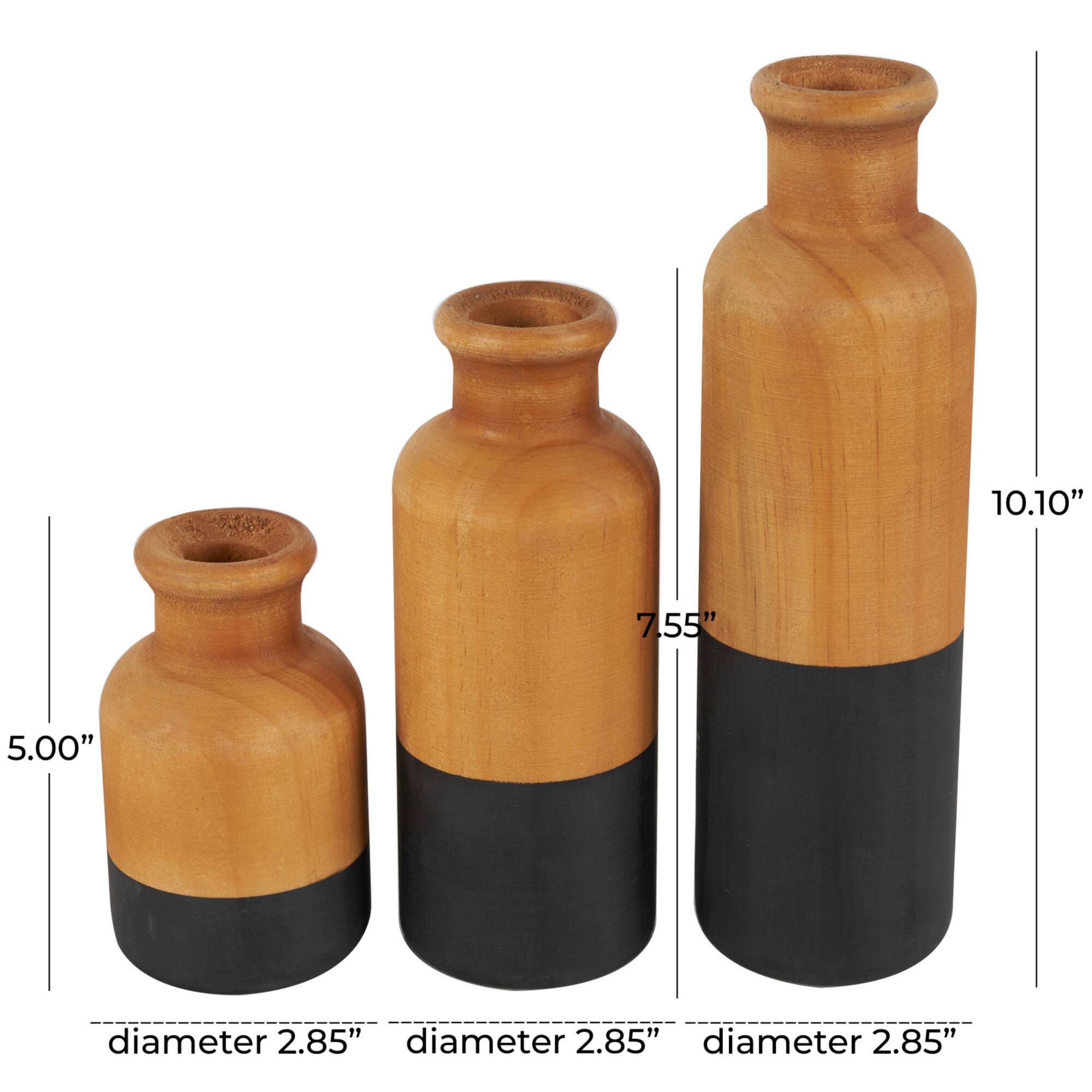 Brown & Black Wood Vase Set